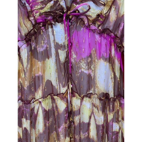 River Island Garden Party Gold Shimmer Pailettes Lined Midi Dress Size US 10 NWT - Picture 7 of 16